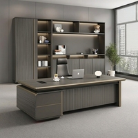Ensemble de chaises et de bureau de direction en bois moderne avec panneau, lampe de bureau de luxe haut de gamme pour gestionnaire de mobilier de bureau