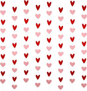 DAMAI Heart Garland Red Pink Valentines Day Decoration Hanging Hearts <b>Banner</b> for Weddings Anniversaries Birthdays Decor - Product Image 1