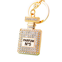 Mode exquis accessoires bagages accessoires bouteille de parfum porte-clés femmes sac à main portefeuille filles voiture porte-clés sac breloques