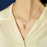 Collier pendentif nœud français en argent sterling plaqué rhodium et or N923 avec zircon, cadeau de luxe pour mariage pour femme/unisexe, chaîne en corde