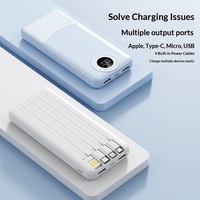 Nuevo Estilo, Carga Rápida, Cuatro Cables, 20000 mAh, Batería de Polímero de Litio Ultrafina, Uso Transfronterizo, Fuente de Energía Móvil para Exteriores