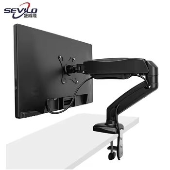 Single Arm Hospital Computer Monitor Stand Wall Mount Iron/Stainless Steel Black Furniture Hardware