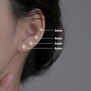 Double-ended Full Diamond Stud <b>Earrings</b> 3mm 4mm 5mm 6mm Stainless Steel Ear <b>Posts</b> For Everyday Wear - Product Image 3