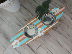 JUNJI kişiselleştirilmiş ahşap köpek kase tutucu Surfboard temalı besleme kedi Pet plaj aşk tarzı çanak gıda tutucu için standı - Product Image 3