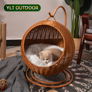 Cama de gato de ratán PE tejida a mano, cesta colgante para mascotas, hamaca, muebles modernos para interiores, salón de lujo para gatos, nido de gatito acogedor - Product Image 1