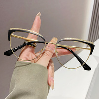Gafas Ópticas Fotocromáticas Fotogrises de Metal con Ojo de Gato para Mujer 2026, Anti Luz Azul, Anti Reflejos, Semi-Montura de Diamante