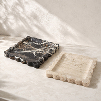 Assiettes de service en marbre à texture de pierre naturelle Jossin, plateau décoratif pour une présentation élégante sur la table pour les dîners et les événements