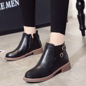 Bottes d'hiver pour <span class=keywords><strong>femmes</strong></span>, grande taille, en cuir, avec fermeture éclair, bottes à la cheville avec intérieur doux - Product Image 4