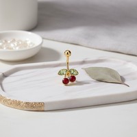 Anneau de nombril en acier inoxydable 316L plaqué or 14G avec zircon rouge et vert, bijou de piercing pour femme