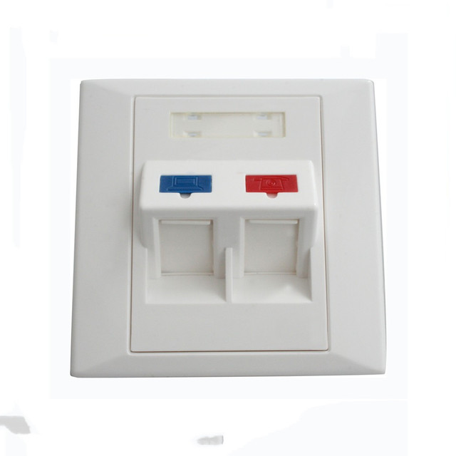 Bevel Angle RJ45 Network RJ11Telephone Socket Outlet Mount Panel 86 Type 2-Port Faceplate Wall Socket Face Plate