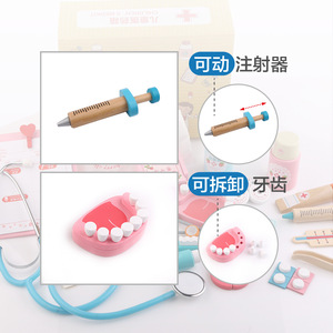 Tiktok गर्म बच्चों लकड़ी डॉक्टर खिलौना सेट छोटे नर्स इंजेक्शन उपकरण खेलने घर नर्स डॉक्टर लकड़ी सिमुलेशन दवा बॉक्स - Product Image 5