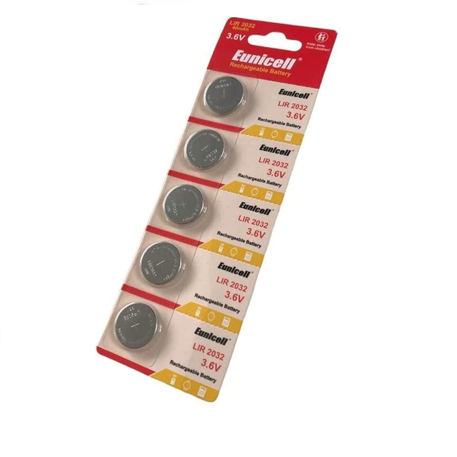 EUNICELL 3.7v Lir 2032 40mah Li-ion Coin Cell LIR 2032 3.6v Rechargeable Coin Battery Lir2032