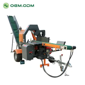 Jerry 20 Ton Automatic Portable Gasoline Engine Wood Processor Cutting Machine Timber Log Splitter Machinery Firewood Processor