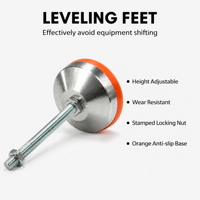 Pieds de support pour équipement industriel D80*M12*L120/150, robustes, antidérapants, galvanisés, avec base en PVC jaune