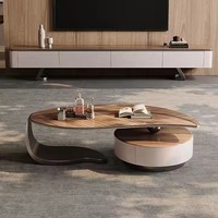 Table basse en bois massif au design contemporain et luxueux, avec tiroir réglable en hauteur, style moderne minimaliste pour le salon