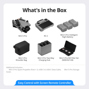 Vente en gros de drones Mini 5 Pro Fly More Combo RC 2 écrans, caméra double 4K HDR, détection omnidirectionnelle, moins de 249 g, professionnels - Product Image 4