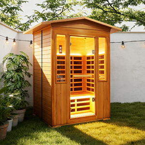 Sauna Tradicional de Infrarrojos Lejanos para 2 Personas, con Control Digital, de Madera Sólida de Cedro Rojo y Hemlock, para Jardín o Patio - Product Image 1