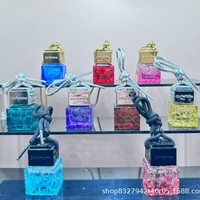 Botol Penyegar Udara Mobil Kaca Polos Tali Gantung Kayu Parfum Warna-warni Liontin Aromaterapi Pemurni Udara Interior Kosong