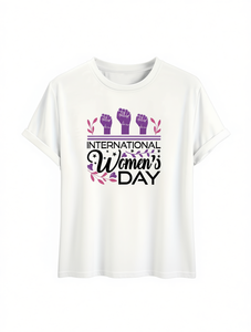 T-shirt da donna Luokeren per la Giornata Internazionale della Donna, girocollo, manica corta, stampata, casual, in tessuto 100% poliestere lavorato a maglia - Product Image 1