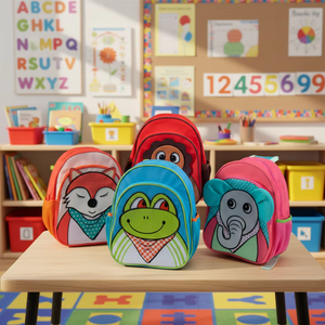 Zaino Impermeabile alla Moda con Cartone Animato 3D Elefante in Poliestere 600D Rosa con Tracolla Arcuata e Cerniera 20-36L - Product Image 6