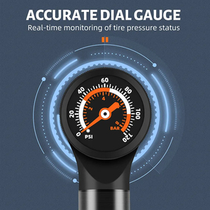 पोर्टेबल टायर बाइक हाई प्रेशर इन्फ्लेटर प्रेशर गेज हैंड पंप मिनी मैकेनिकल गेज पंप साइकिल पंप प्रेशर गेज के साथ - Product Image 3