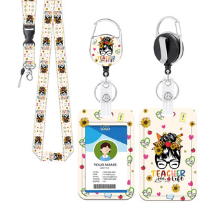 Cadeau transfrontalier pour la Journée des enseignants : Lanière pour carte d'identité d'enseignant, Stylo pour enseignant, Cadeau amusant avec boucle à tirette en forme de cœur - Product Image 1