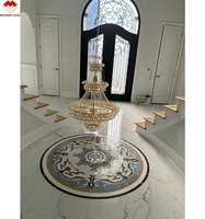 Onyx vert de luxe avec fleur de marbre beige jet d'eau médaillon marbre incrustation de sol mosaïque design pour hôtel et villa
