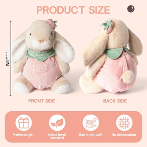 Yingii Mini Tail Soft Ears 14 Inch Pink Strawberry Costume Fat Rabbit Doll Nursery Room Gifts Bunny Plush Stuffed Animals Toy - Product Image 2