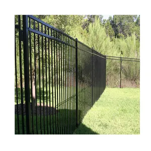 Hot selling black aluminum horizontal flat-top privacy fence flat top fence