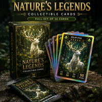 Cartes de jeu holographiques entièrement personnalisées avec options de boîte et points UV, matériaux papier et PVC pour collection