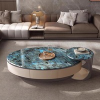 Ensemble de tables basses en marbre STG, combinaison pour salon, maison, style moderne, simple, ovale, créatif, table d'appoint haut de gamme, plateau en marbre
