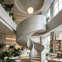 Escalier en spirale GRG au design contemporain, escalier rotatif en plâtre blanc artistique pour centre commercial, escalier en spirale GRG