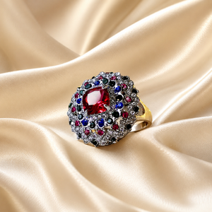 Anello da sposa con gemma rossa stellata per la notte di Natale, gioielli alla moda colorati per donna - Product Image 3