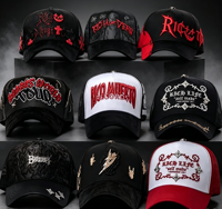 Casquette de baseball originale en daim à large bord brodée de strass, modèle 2026, avec logo personnalisé, G5 Gorra Barbas, 31hats avec puce NFC