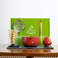 Promotion Ensemble Matcha Céramique Style Ancien, Bol à Matcha avec Bec Verseur, Fouet à Thé et Support, Style Dynastie Song, 100 Pièces, Style Vintage