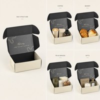 Boîte d'emballage en carton ondulé personnalisée avec impression, doublure noire, slogan doré à l'intérieur, design avant conique, vente en gros