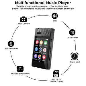 Reproductor MP4 con Cámara Giratoria Negra, Pantalla Táctil de 2.5 Pulgadas y Bluetooth, para Estudiantes, Regalo, Logotipo Personalizado, Dispositivo Portátil - Product Image 2