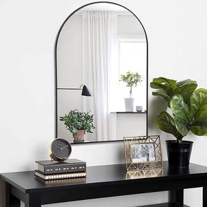 <b>Black</b> Metal Framed <b>Arched</b> Wall <b>Mirror</b> 24x36 Inch For Bathroom Decor - Product Image 2