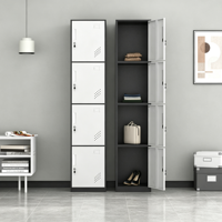 Armoire de rangement métallique industrielle à 4 portes avec cadre renforcé, étagère à chaussures et serrure à combinaison pour les vêtements de travail des mineurs