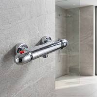 Robinet de douche mural de luxe européen en laiton chromé poli à température constante, anti-brûlure, apparent, pour hôtel
