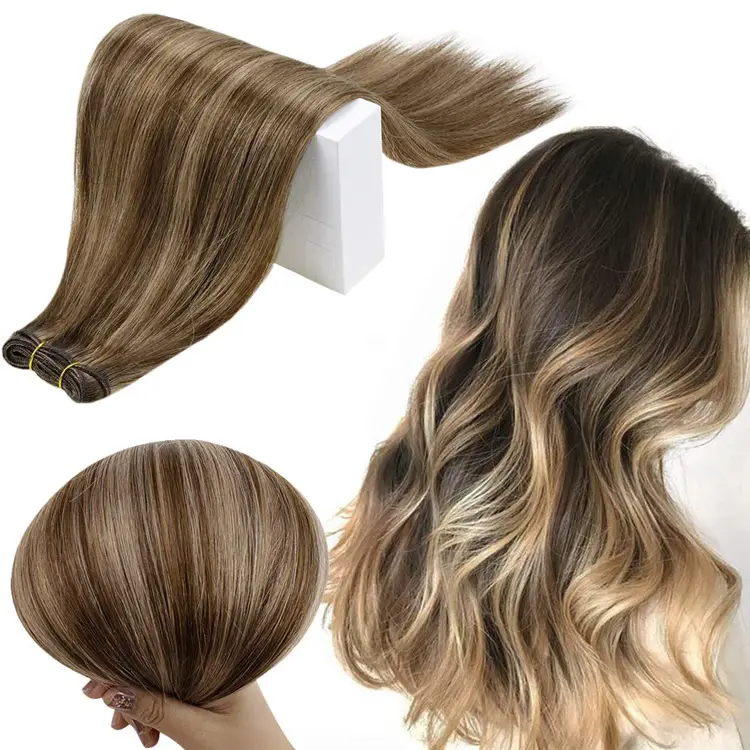 Dubbele Machine Inslag Hair Extensions, Cuticula Uitgelijnd Haar Dubbele Inslag Haar Inslag, 100% Russische Hair Extensions Inslag