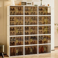 Boîte à chaussures moderne grande capacité en plastique transparent, rangement pour chaussures anti-insectes, étagère facile à assembler, nouveau meuble de rangement pour la maison et la salle à manger