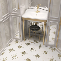 Nouveau Design Style Blanc Sol en Marbre Jet d'Eau Carreaux de Mosaïque Motif de Fleur pour Décoration Panneau Mural