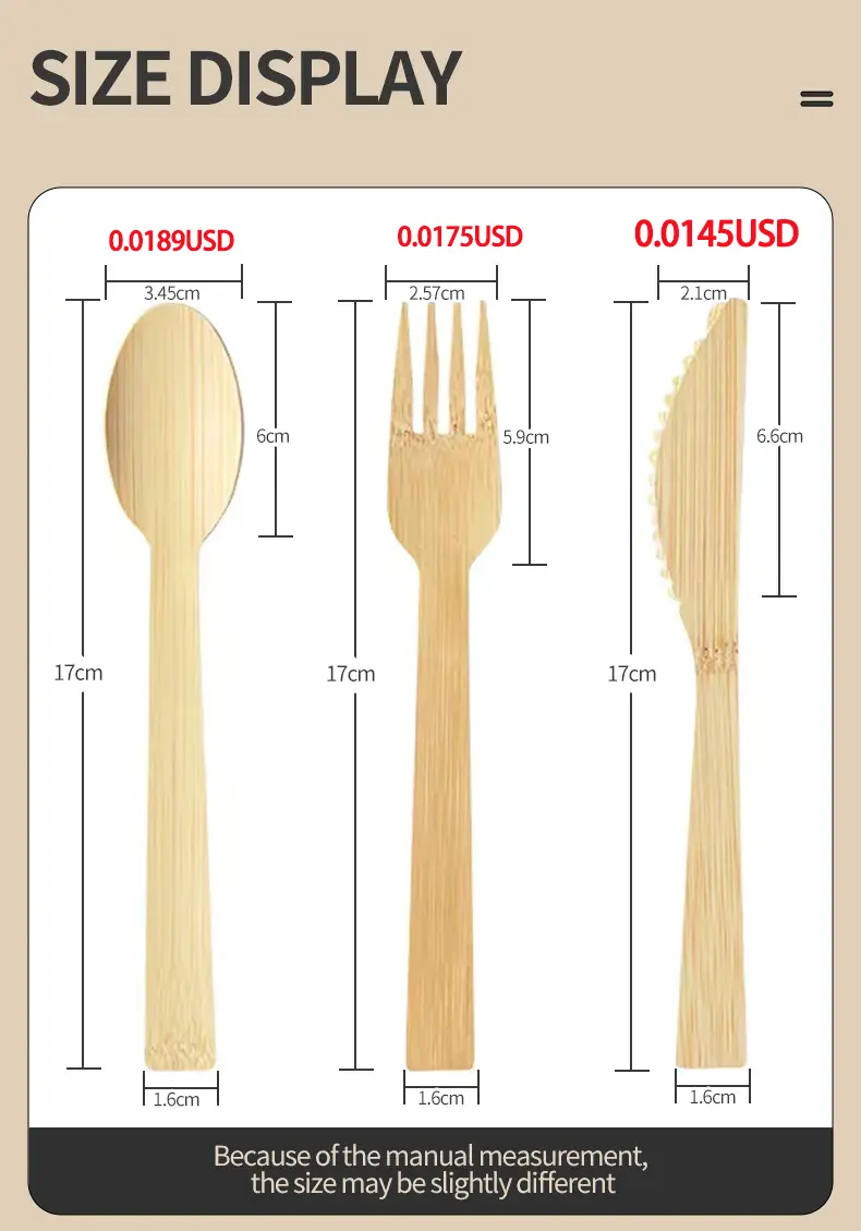 Groothandel Ecologische Hittebestendige Wegwerp Natuurlijk Bamboe Bestek Sets Mes Vork Lepel Met Papieren Servet
