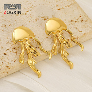 Zogxin Jellyfish Drop Earrings Gold Stainless Steel Geometric Party Fashion Jewelry - Product Image 1