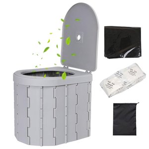 Toilette d'urgence pliable portable pour adultes/enfants avec couvercle et porte-<span class=keywords><strong>papier</strong></span> pour le <span class=keywords><strong>camping</strong></span>, la voiture et la randonnée - Product Image 1