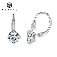 Bijoux classiques en argent 925, boucles d'oreilles créoles rondes de 6,5 mm, 1,0 ct, diamant de laboratoire VVS1, moissanite, pour femmes, cadeaux pour maman