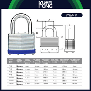 Solid Heavy Laminated <b>Padlock</b> 30mm 40mm 45mm 50mm 55mm Iron Body Rectangular Shape Home Industrial Use - Product Image 5