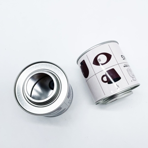 Boîte en fer blanc alimentaire vide de 100g, ronde, pour grains de café, avec valve et bouchon à vis, impression offset - Product Image 3