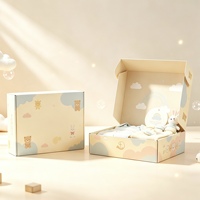 Boîte pliable personnalisée avec impression double face, motif animal de dessin animé, pour vêtements pour bébés, emballage cadeau pour bébés